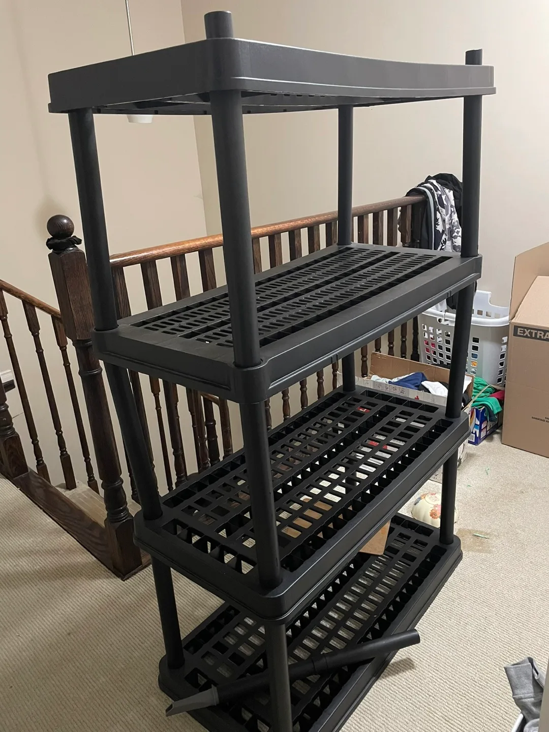 Black 4-Tier Plastic Shelving Unit thumbnail