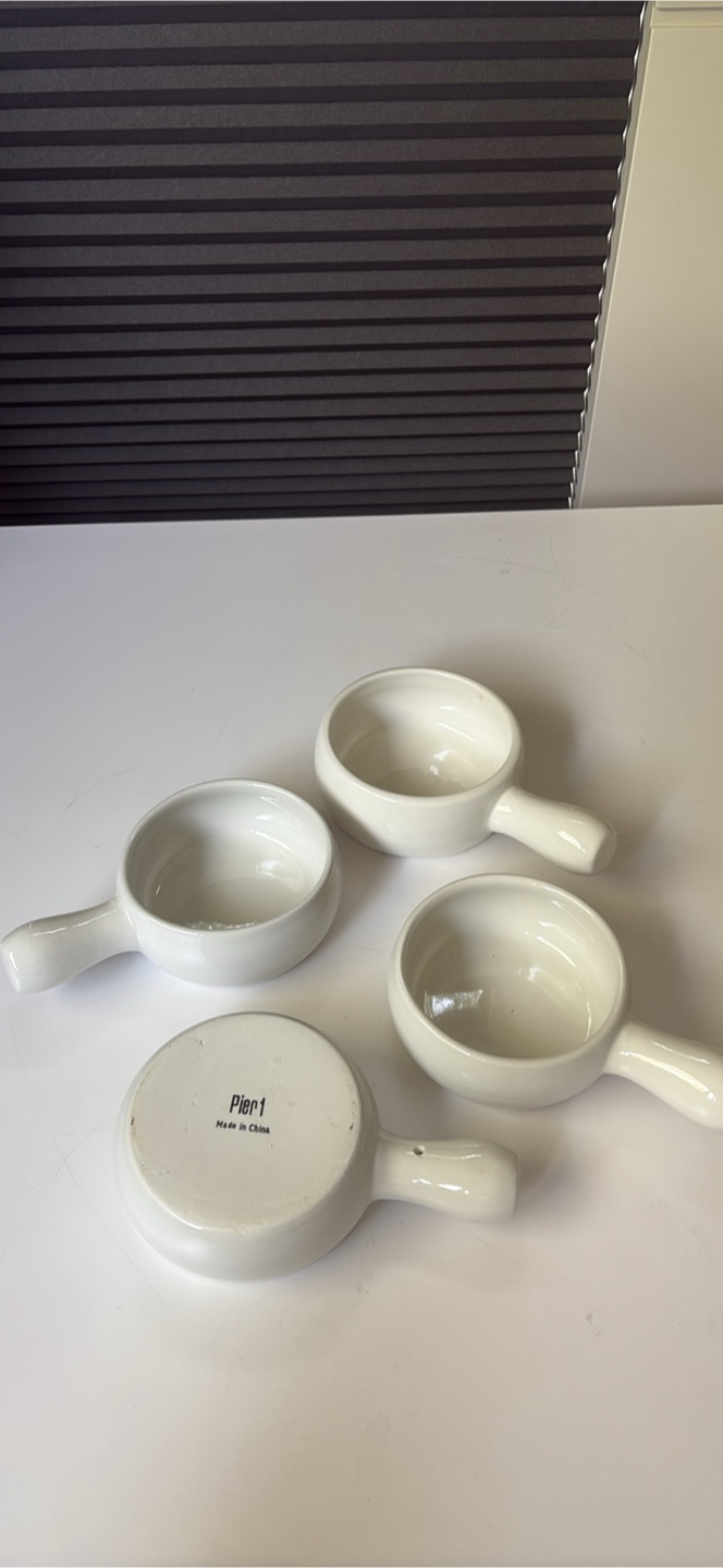 Pier 1 White Soup Bowls with Handles - photo 3