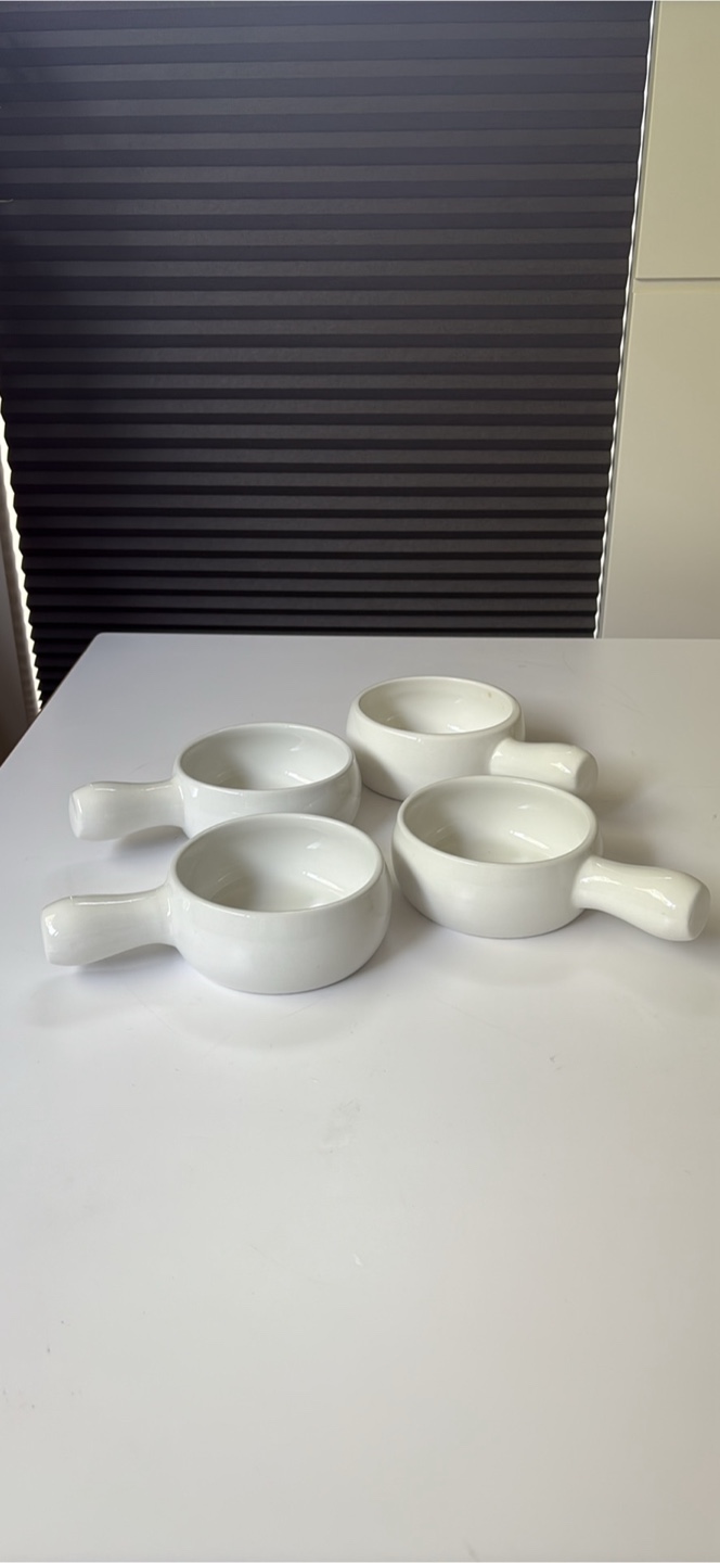 Pier 1 White Soup Bowls with Handles