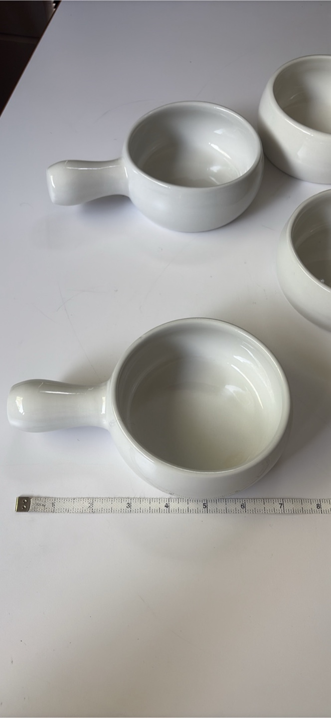 Pier 1 White Soup Bowls with Handles - photo 2