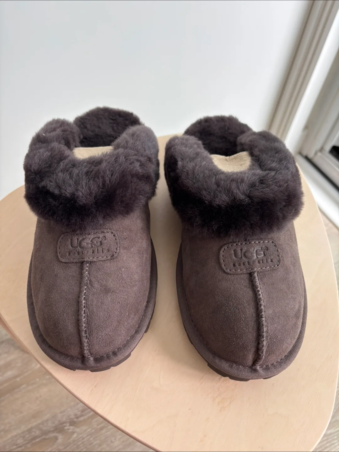 NEW UGG Coquette Chocolate Suede Slippers - Size 6 image indicator(3)
