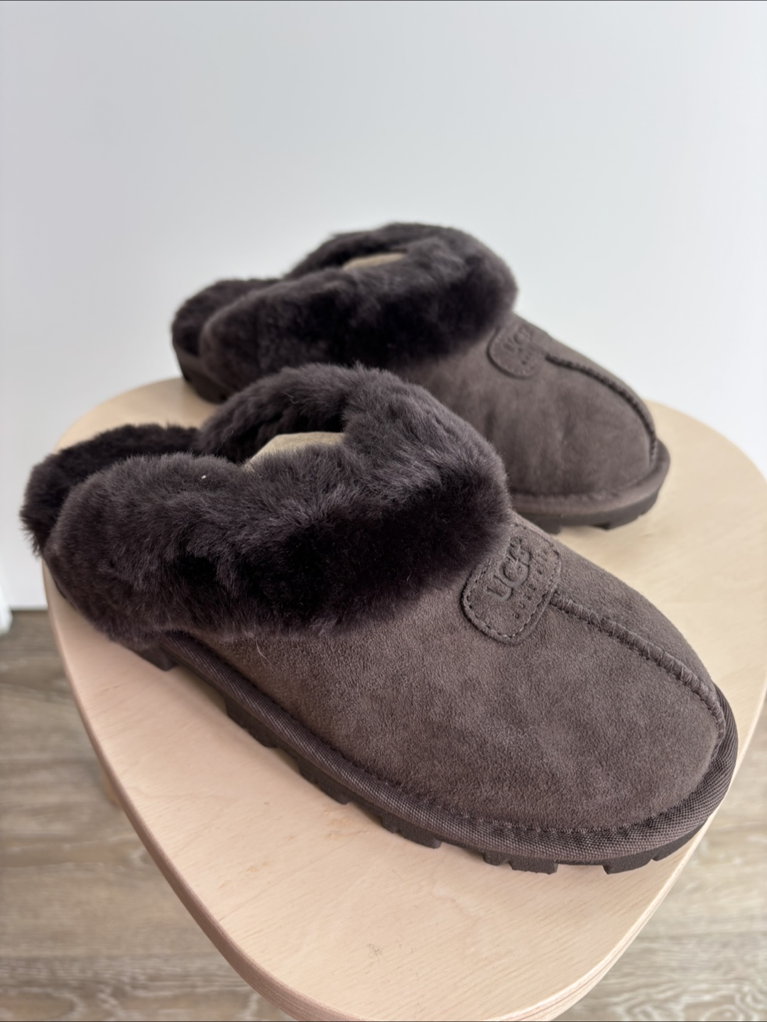NEW UGG Coquette Chocolate Suede Slippers - Size 6