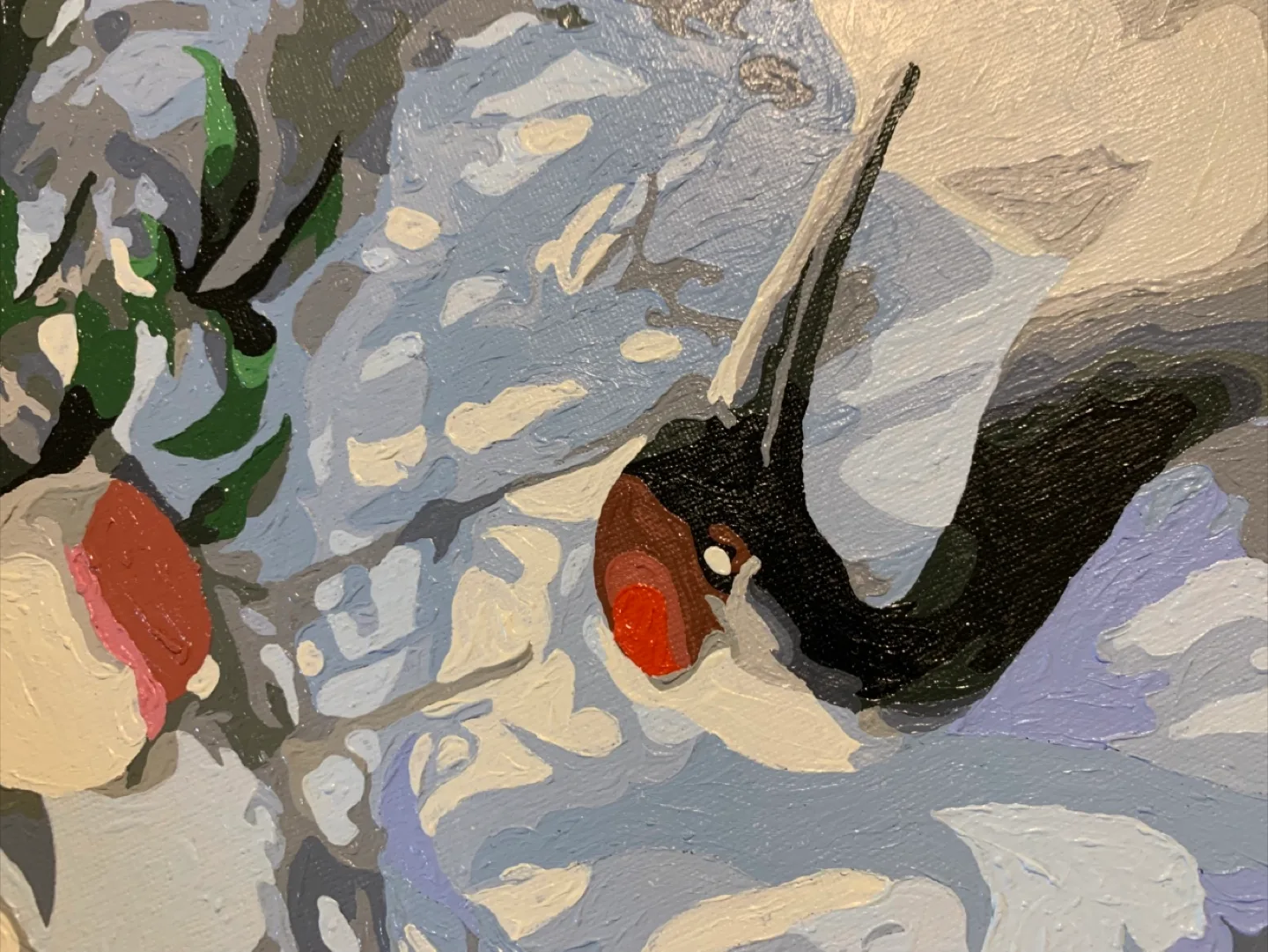 Framed oil paint-painting on canvas - Cranes image indicator(2)