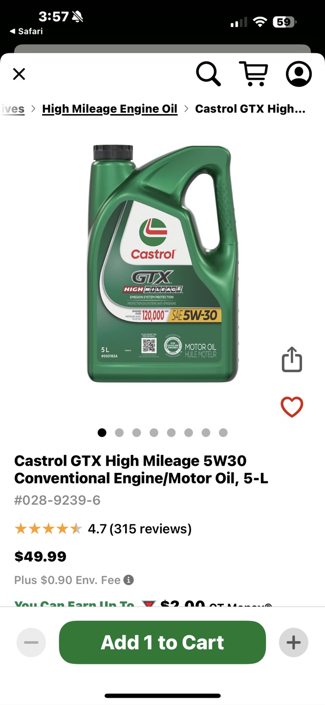 Unopened Castrol GTX High Mileage 5W-30 Engine Oil, 5L - photo 2