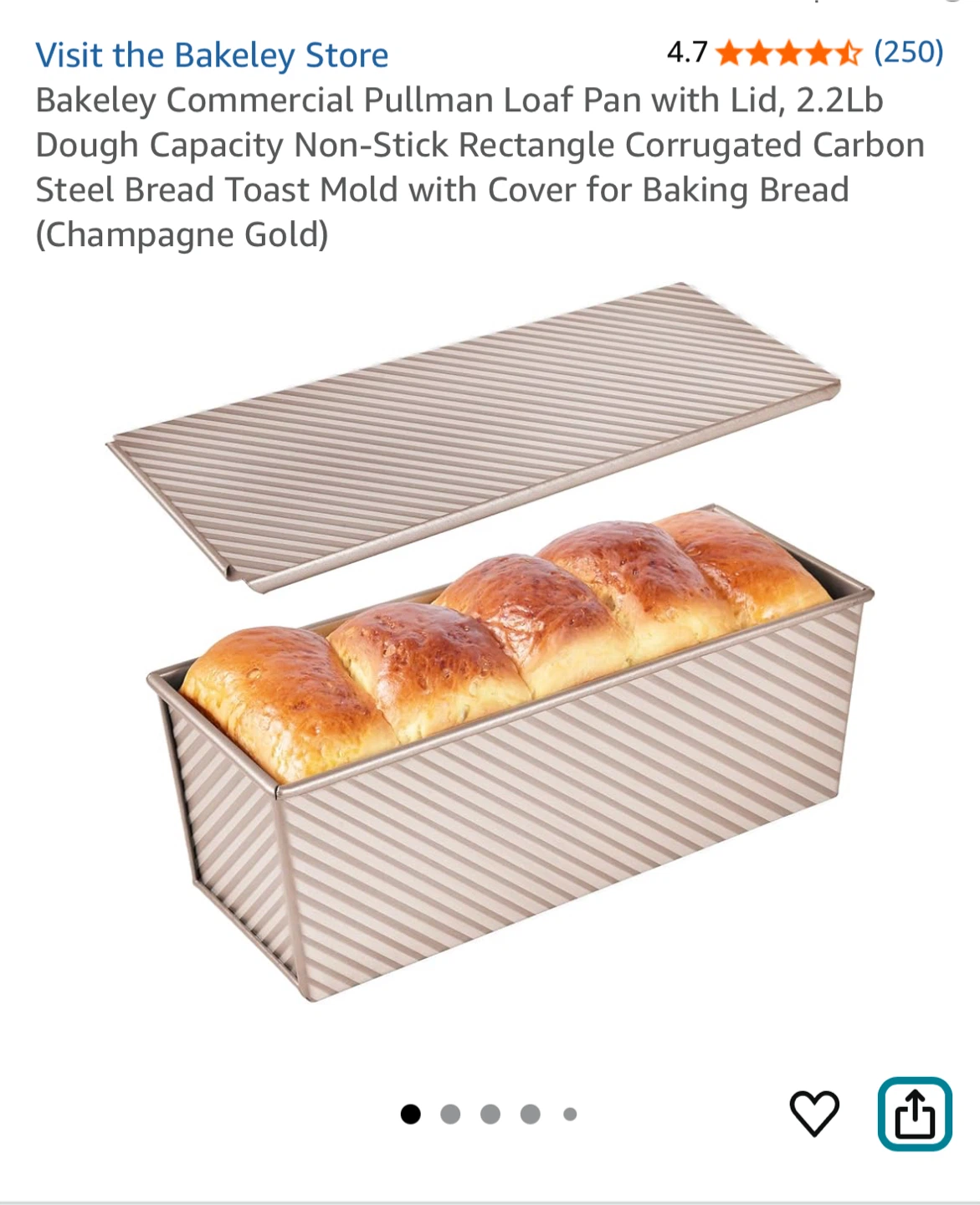 Bakeley Commercial Pullman Loaf Pan with Lid - photo 2