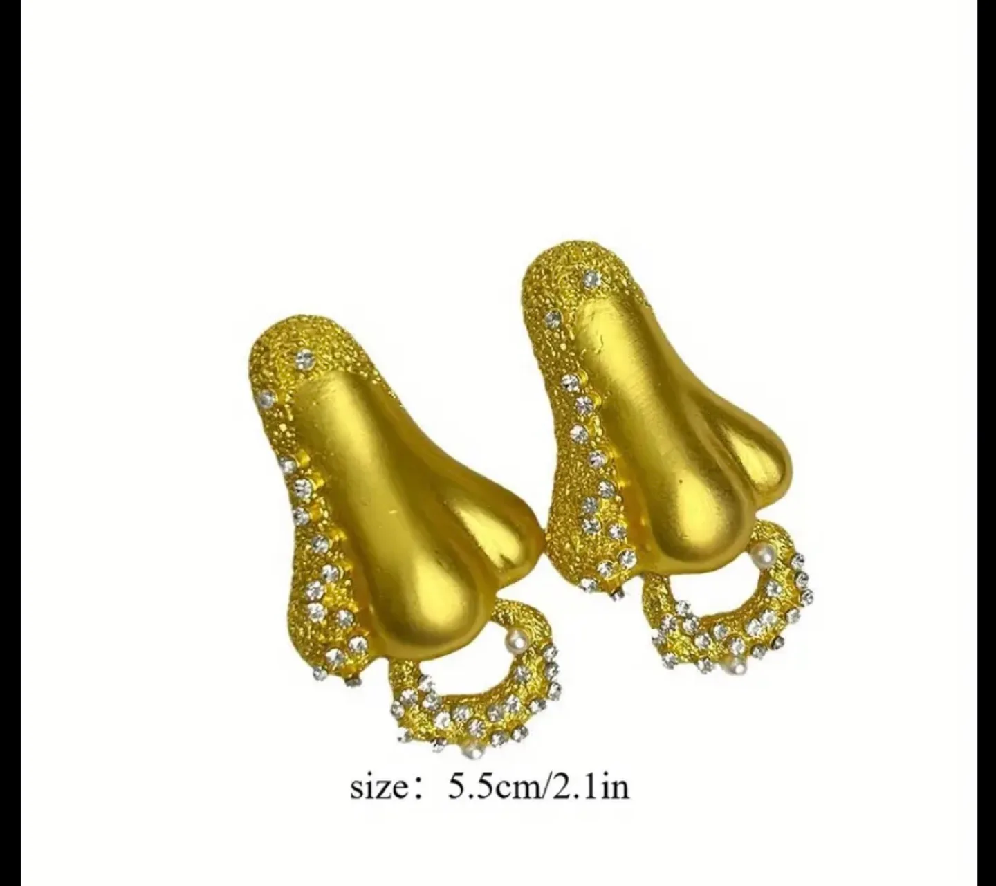 Schiaparelli Inspired Gold and rhinestones Women's Earrings image indicator(4)