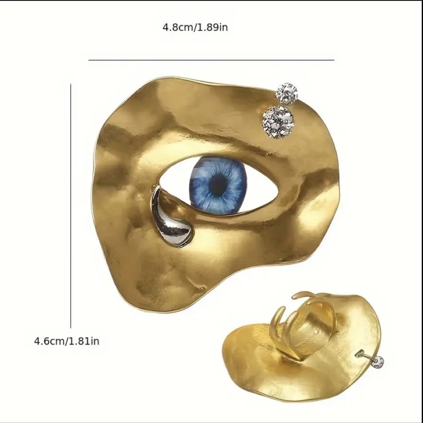 Schiaparelli Inspired Gold Eye Design Statement Ring - photo 4
