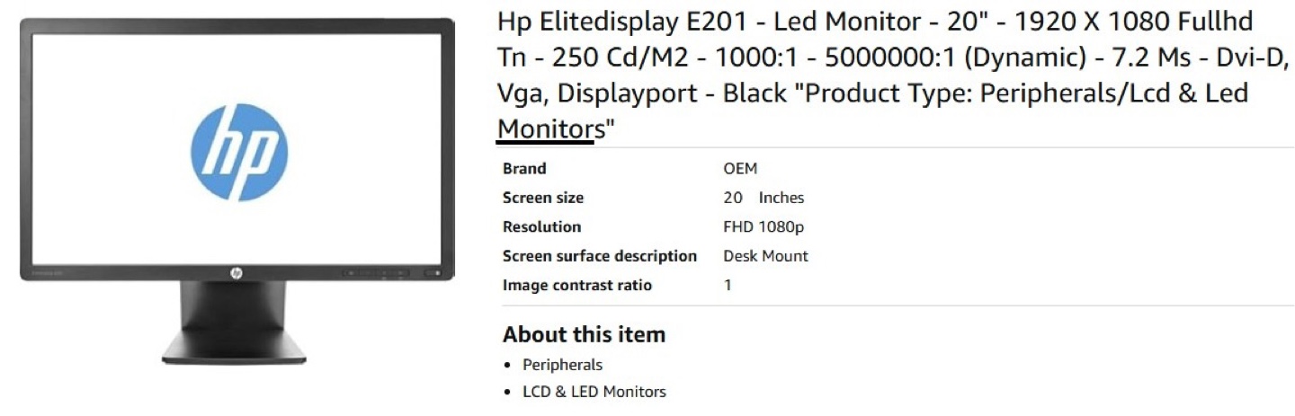 HP EliteDisplay E201 20-inch LED Monitor - photo 5