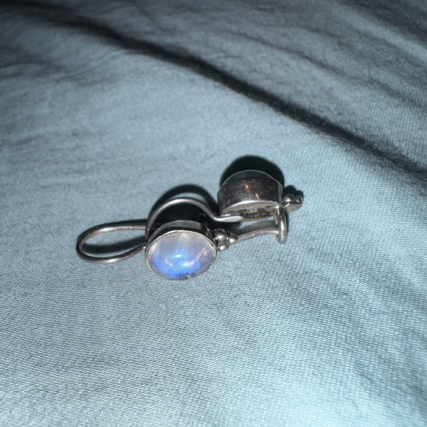 Silver moonstone drop earrings