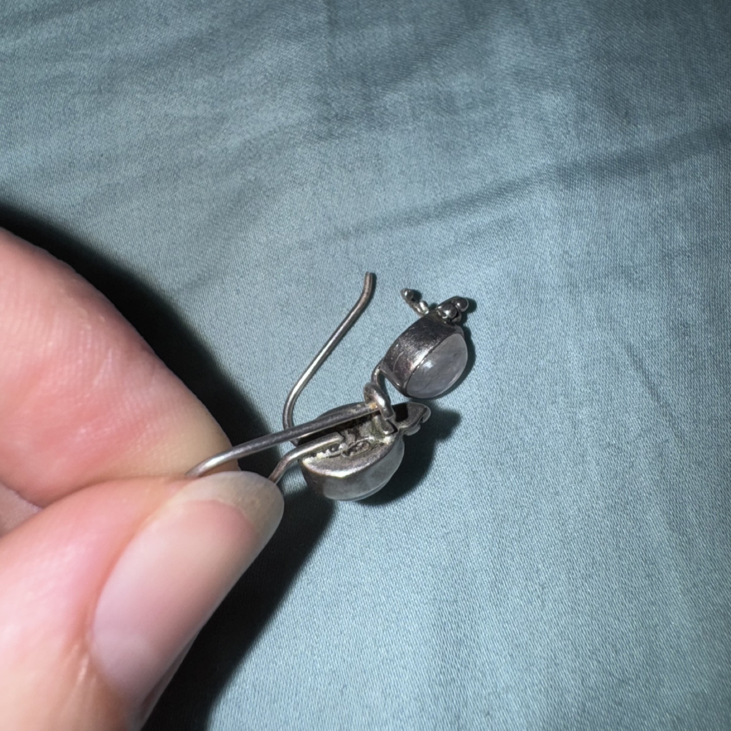 Silver moonstone drop earrings - photo 3