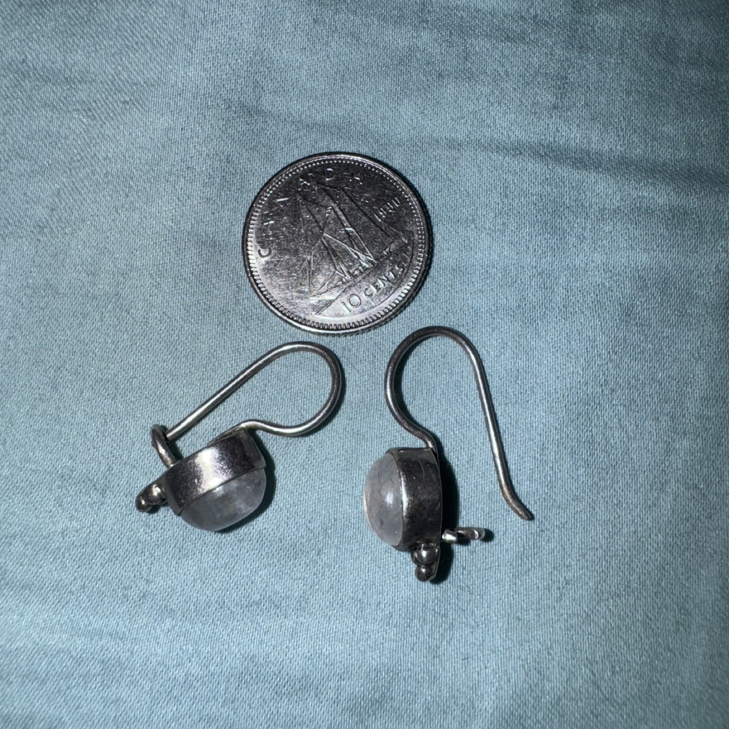 Silver moonstone drop earrings - photo 4