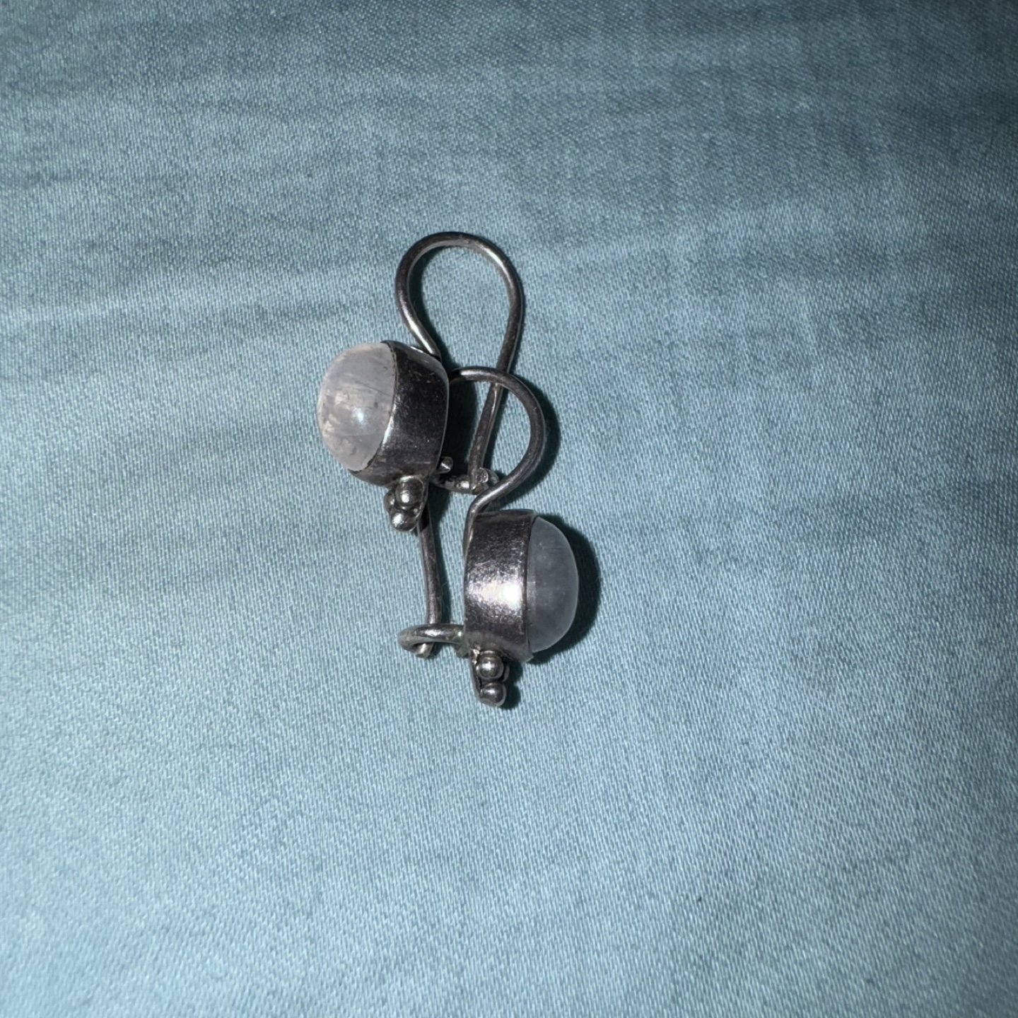 Silver moonstone drop earrings - photo 2