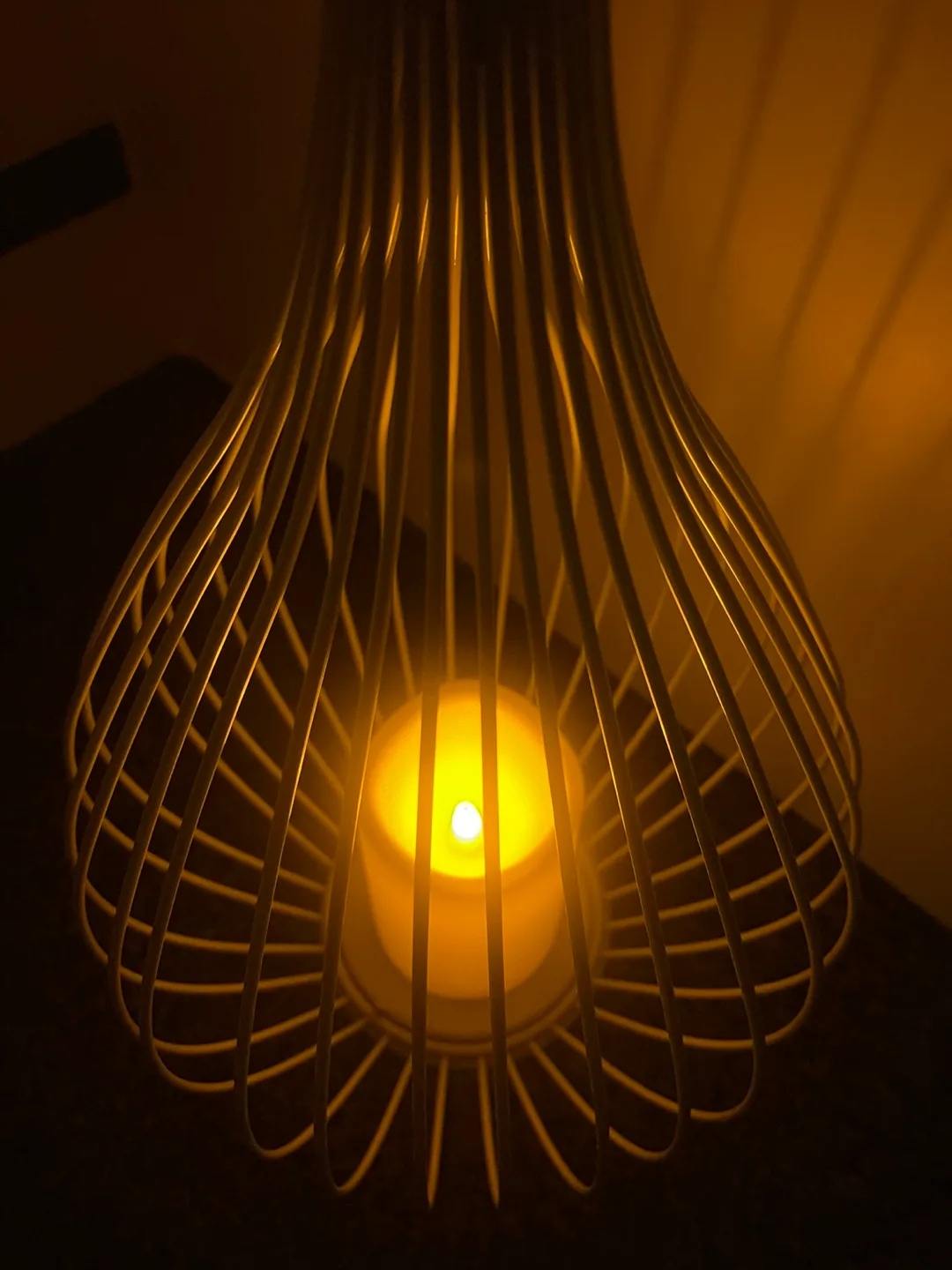 REDUCED - White Metal Decorative Cage Candle Holder image indicator(3)