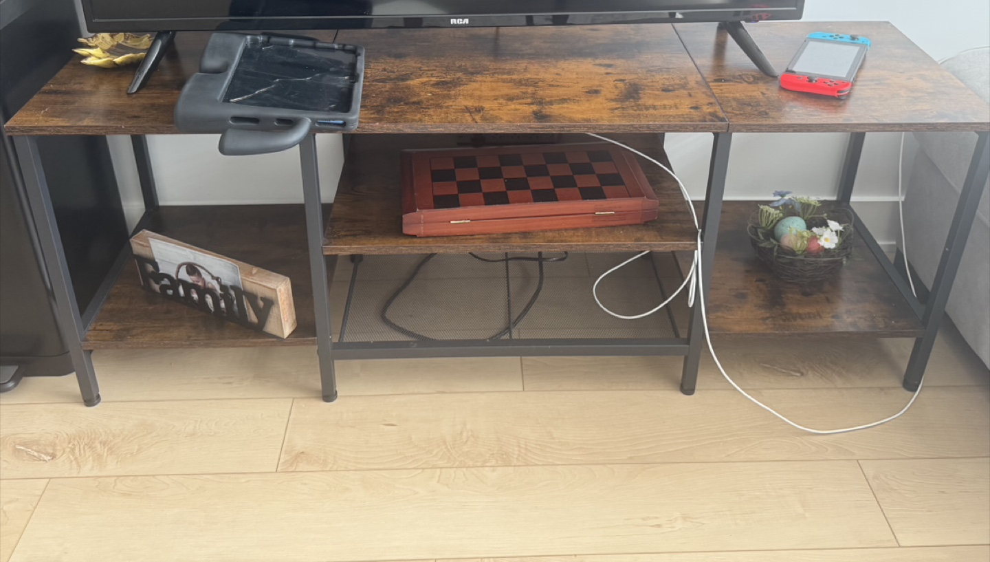 Brown TV Stand with Metal Frame