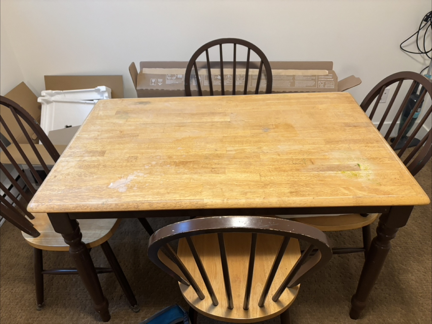 Wooden Dining Table with 4 Chairs