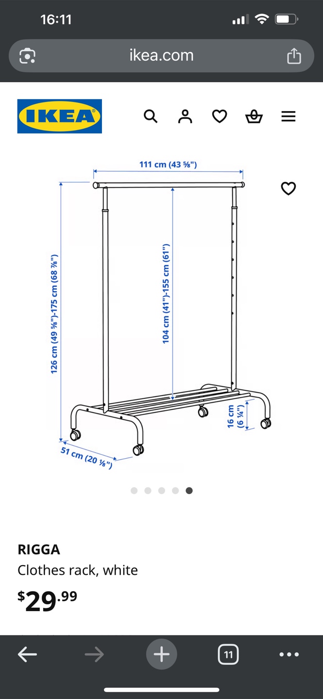 IKEA RIGGA Clothes Rack - White - photo 2