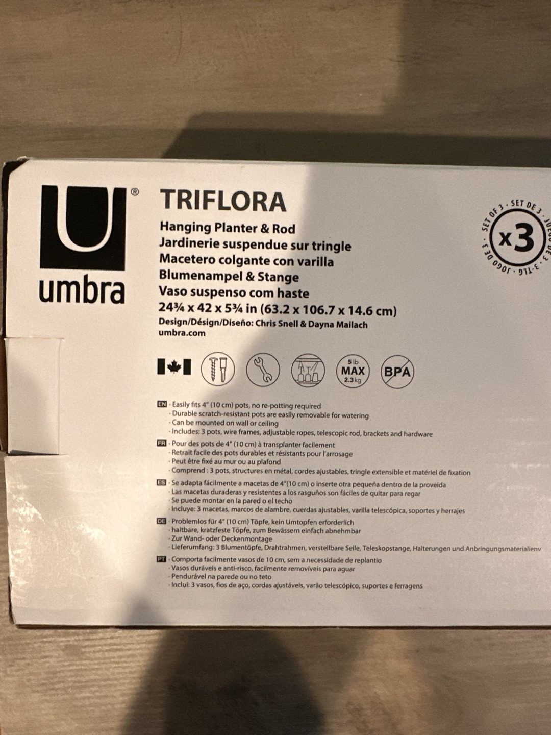 New Umbra Triflora 3 Hanging Planters & Rod - photo 3