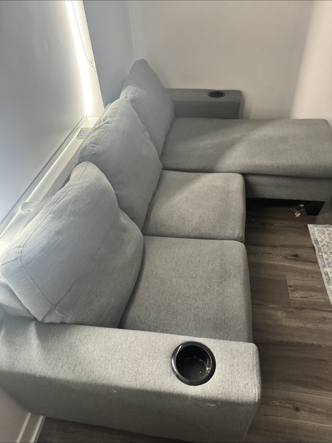 Grey Sectional Sofa with Chaise Lounge (Pickup Only) - photo 4