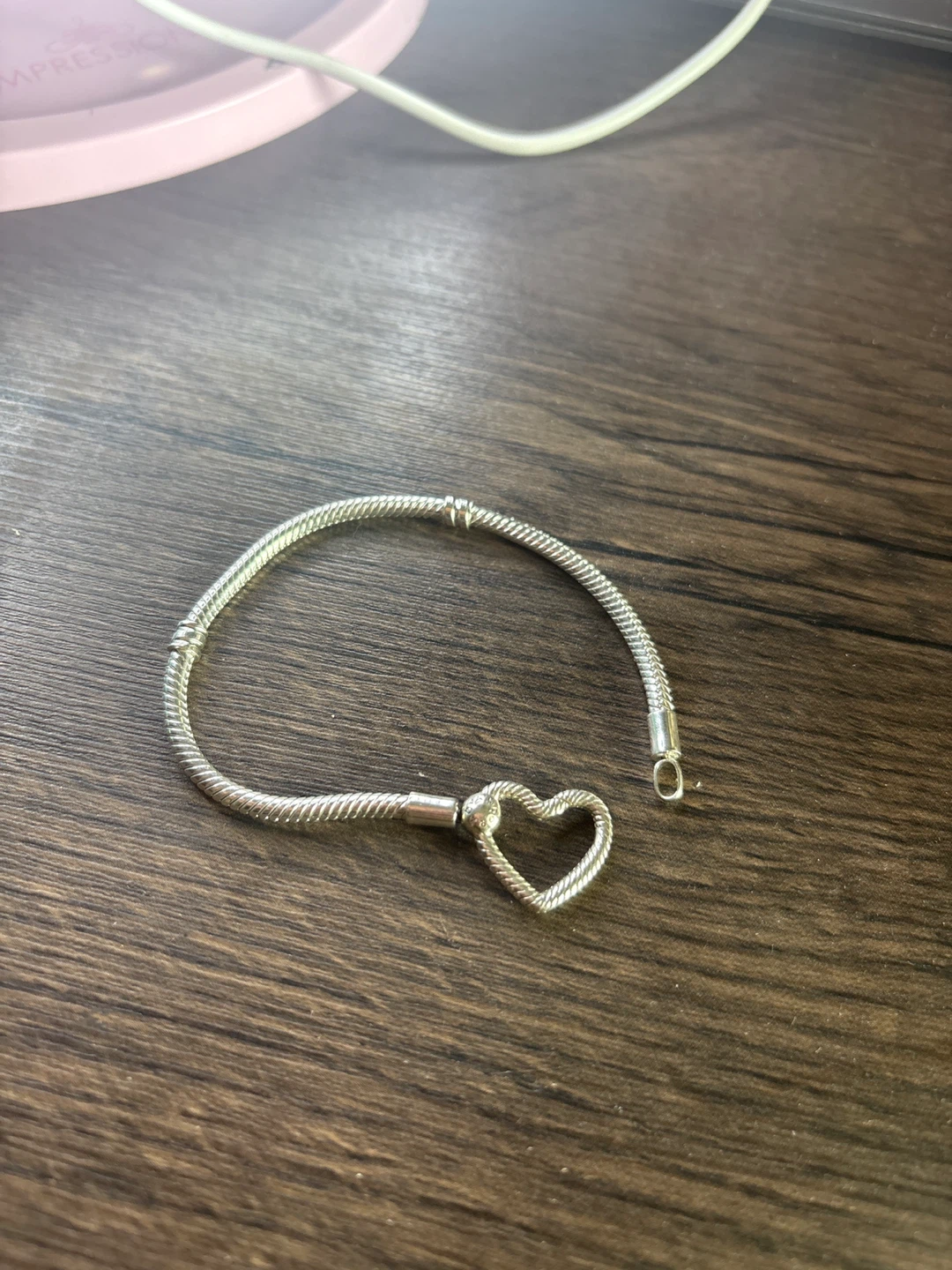 Pandora Silver Bracelet with Heart Clasp