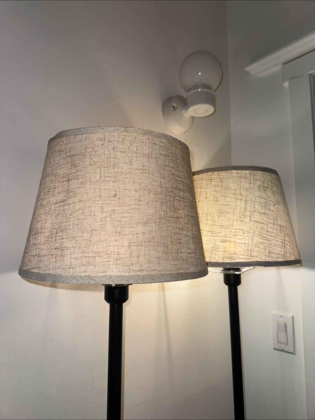 Pair of Floor Lamps with Linen Shades - 65” tall - photo 2