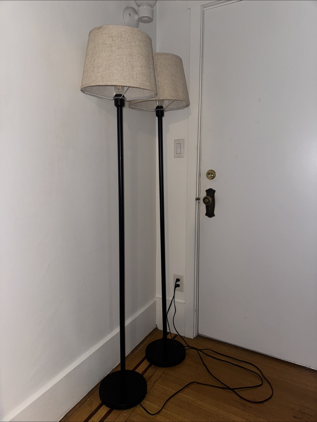 Pair of Floor Lamps with Linen Shades - 65” tall - photo 3