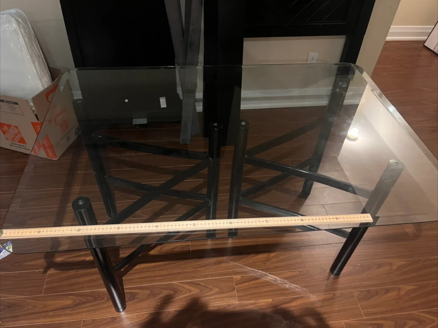Glass Top Table with Black Metal Base image indicator(2)