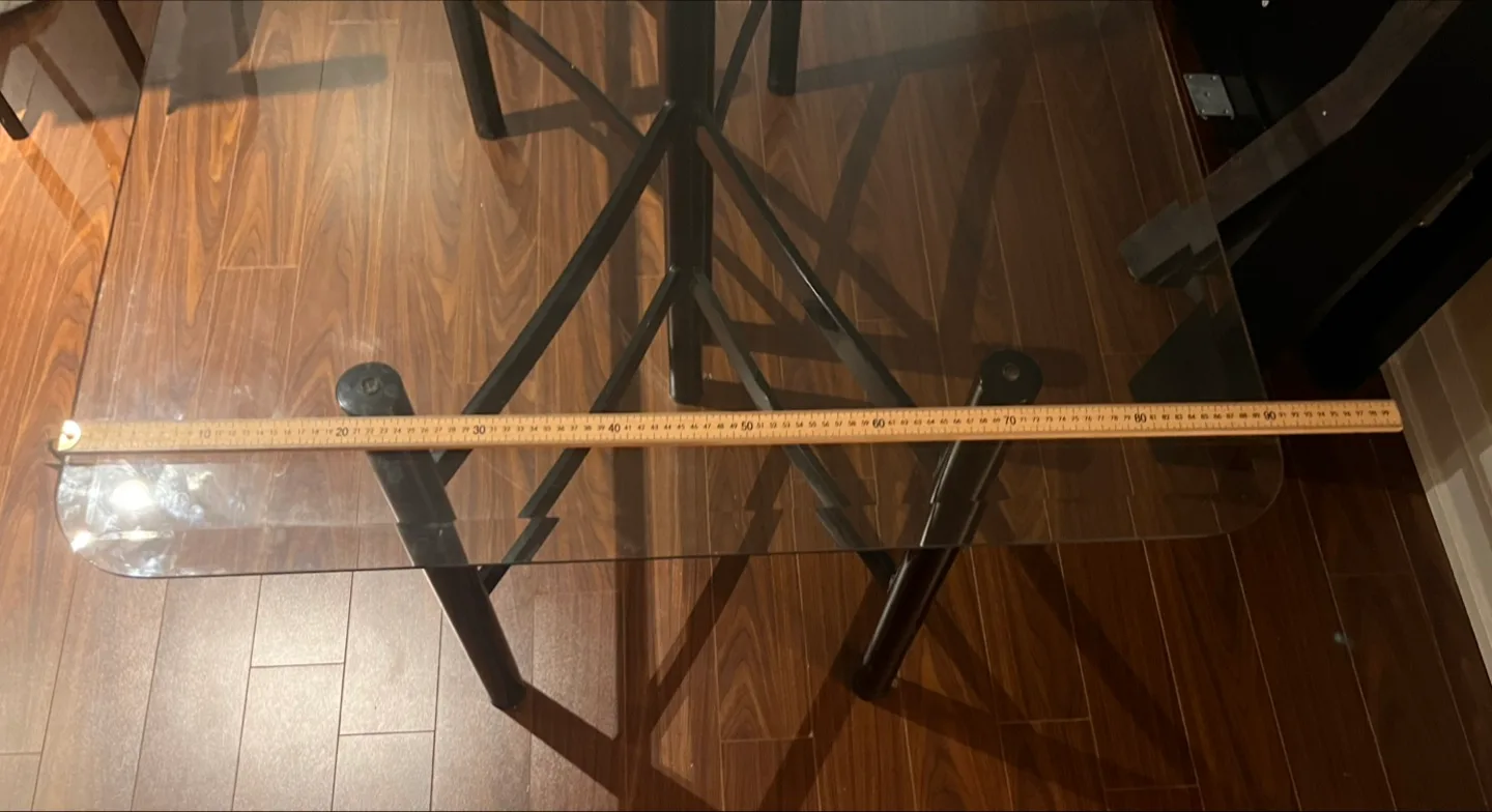 Glass Top Table with Black Metal Base image indicator(3)