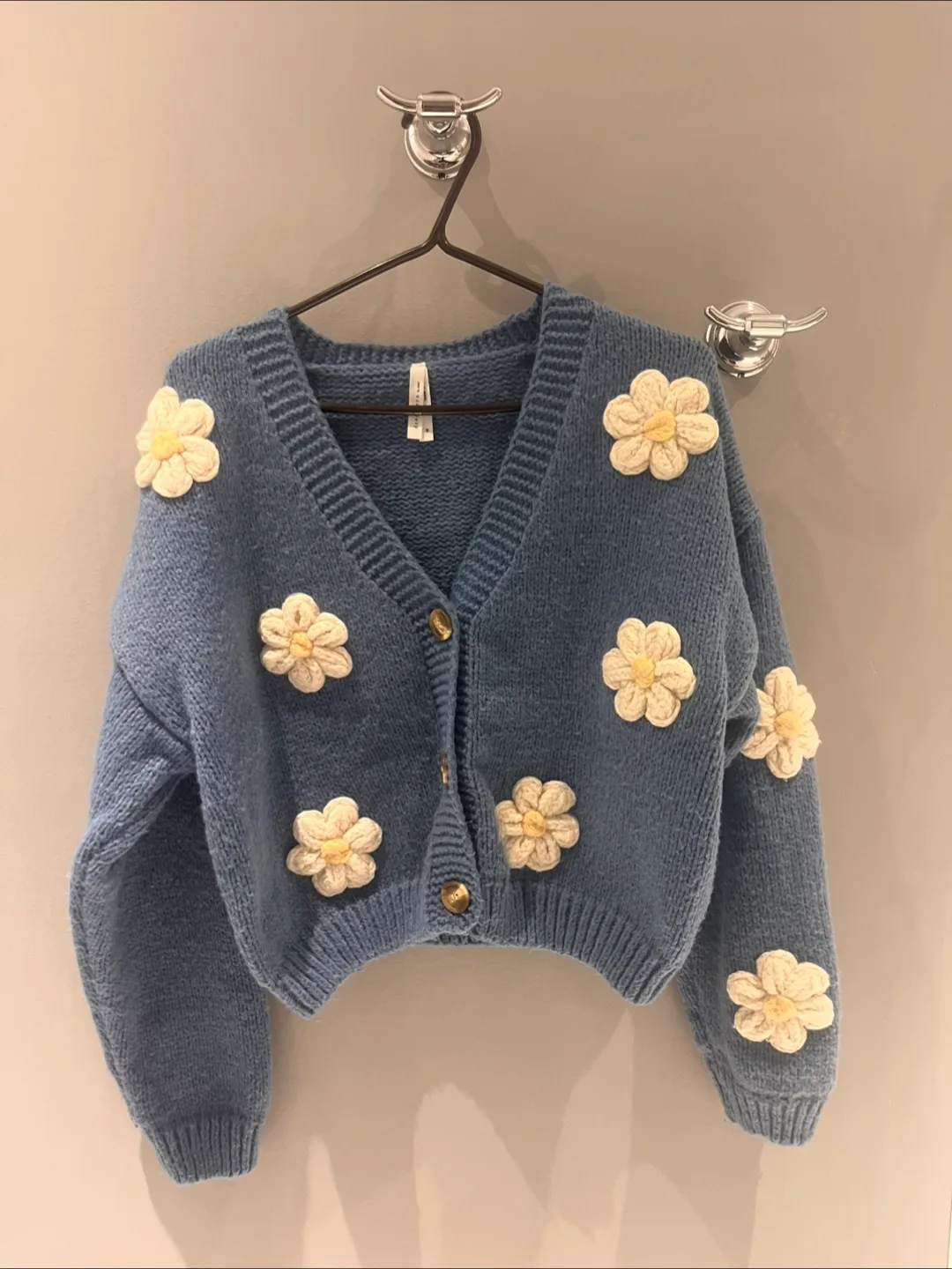Blue 3D Daisy Knit Cardigan - Size medium thumbnail