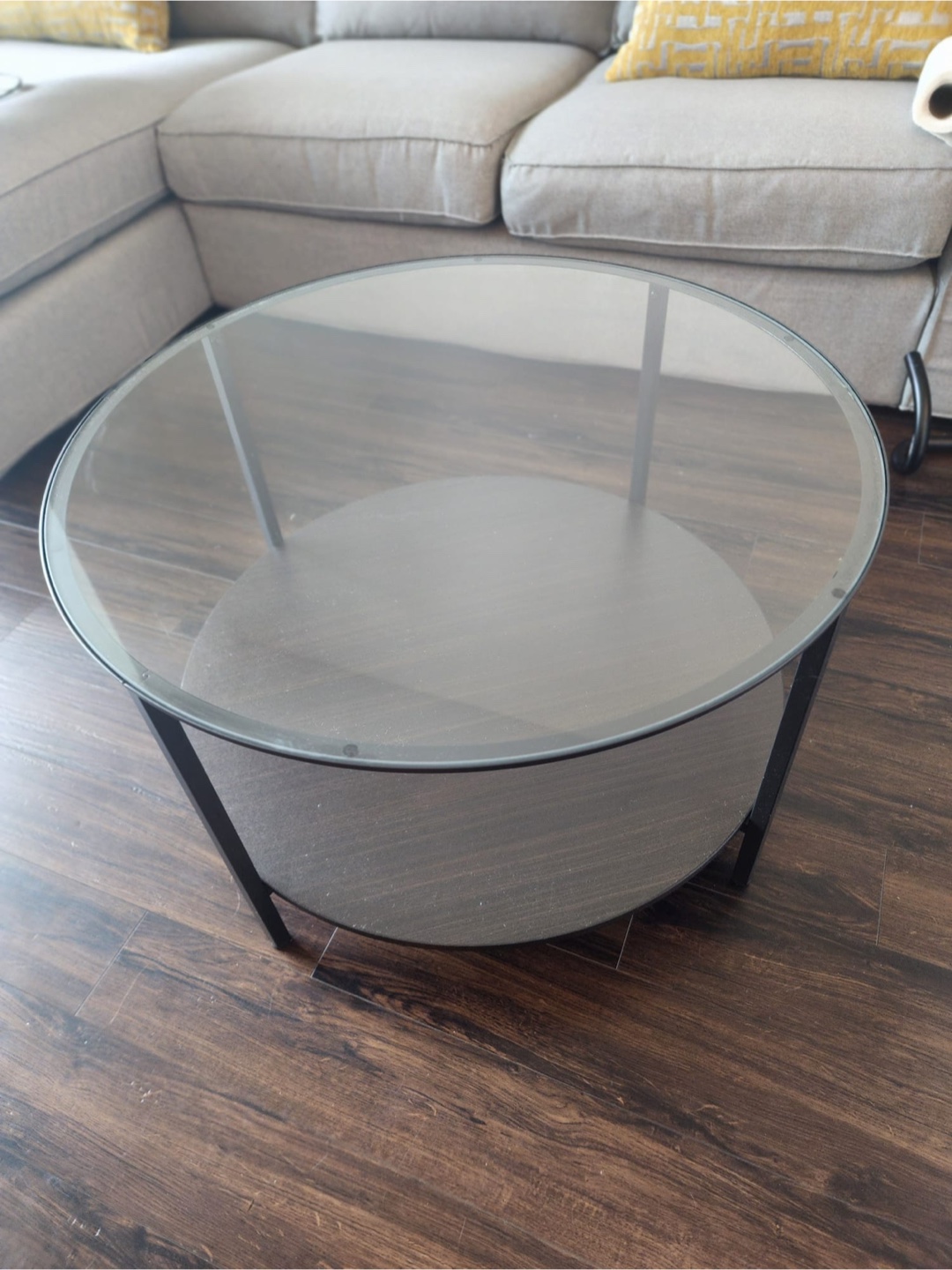 Round IKEA Glass Coffee Table