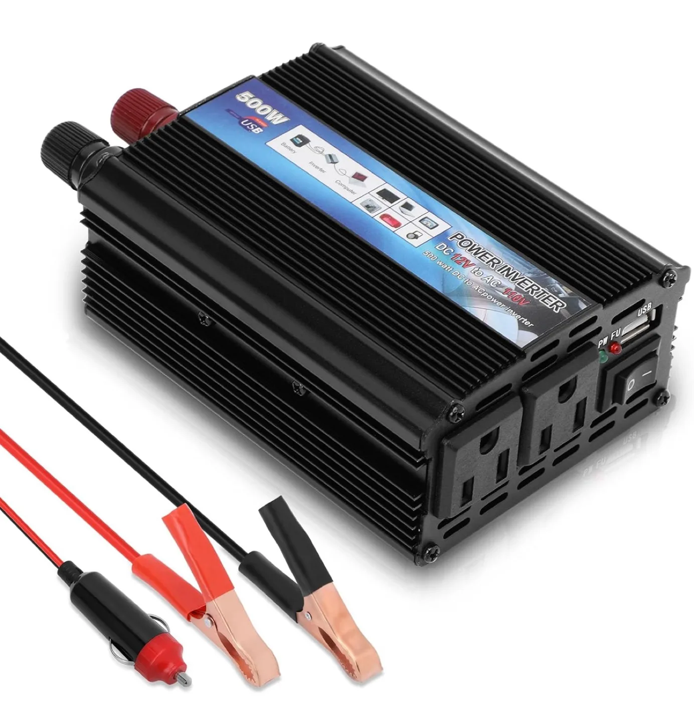 500W Power Inverter - DC 12V to AC 110V thumbnail