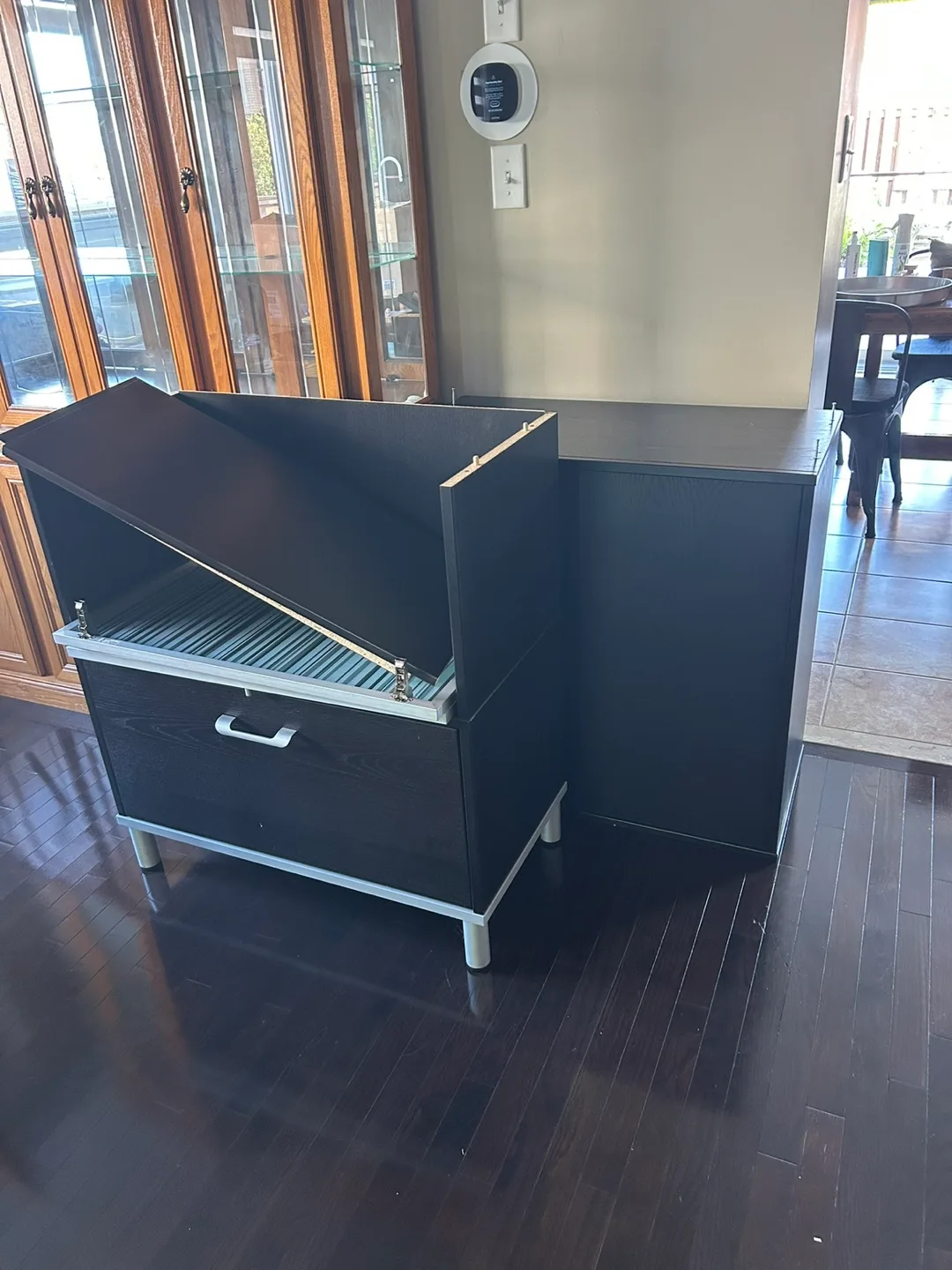 Dark Brown Cabinet with Glass Doors image indicator(5)