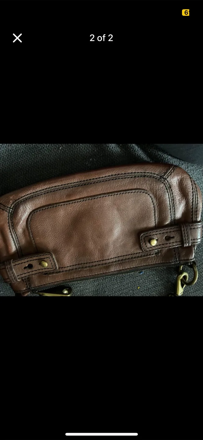 Fossil Brown Leather Clutch thumbnail