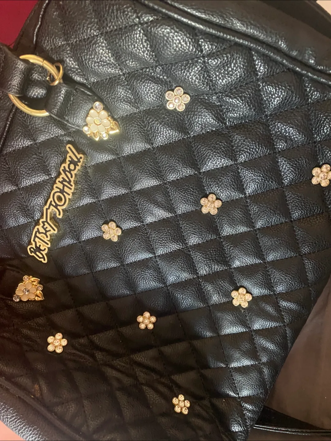 Betsey Johnson Black Quilted Purse thumbnail