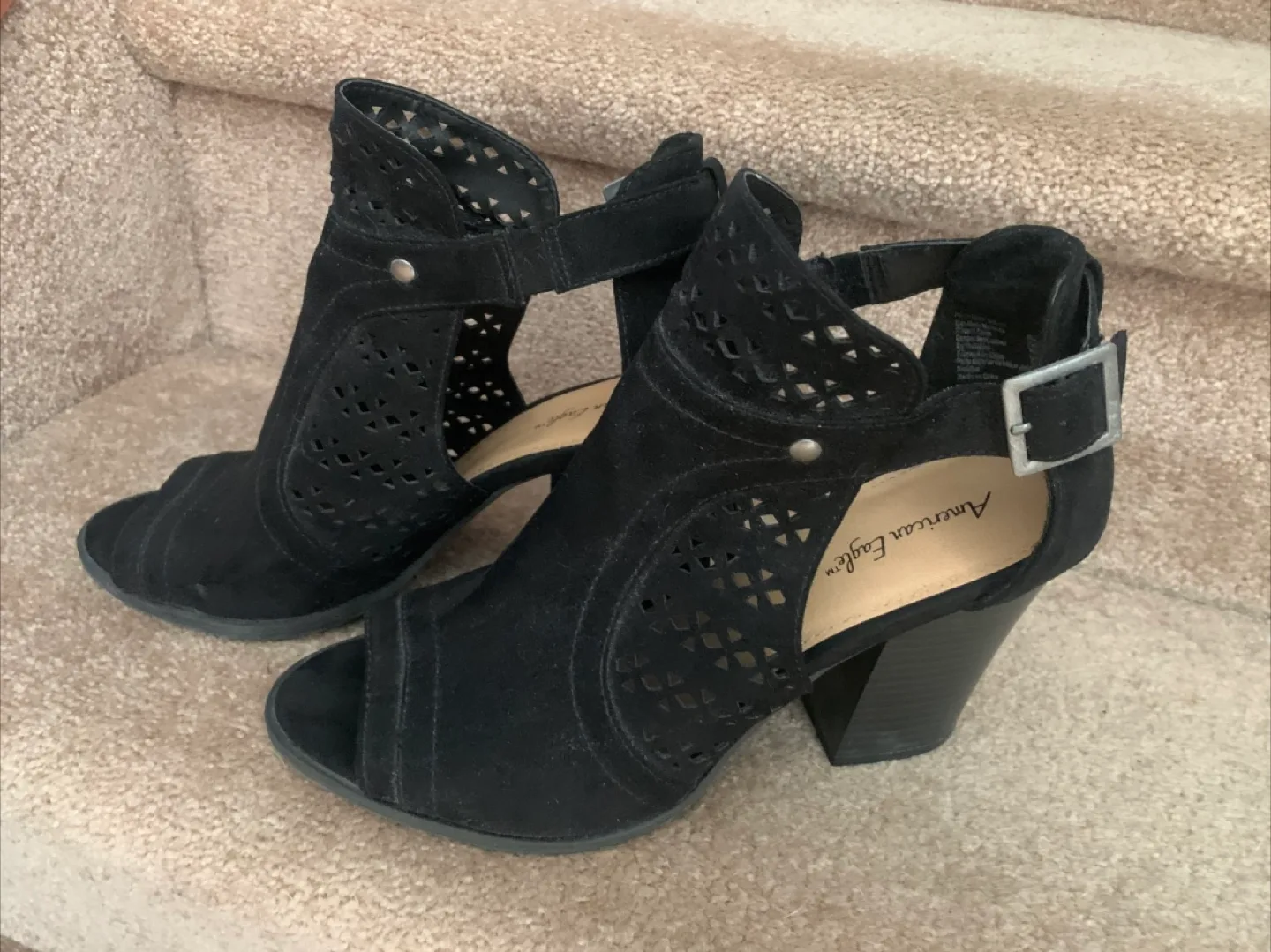 American Eagle Black Peep Toe Heels