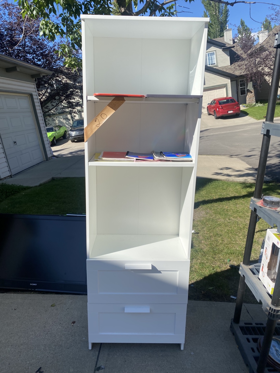 White Bookcase with Drawers