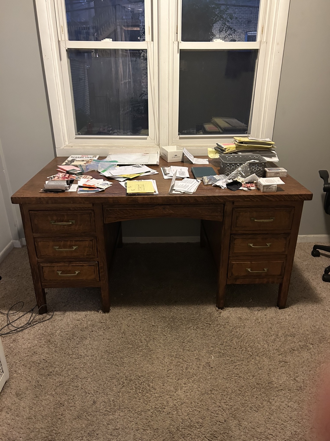 Antique Wooden Desk with Drawers - photo 2