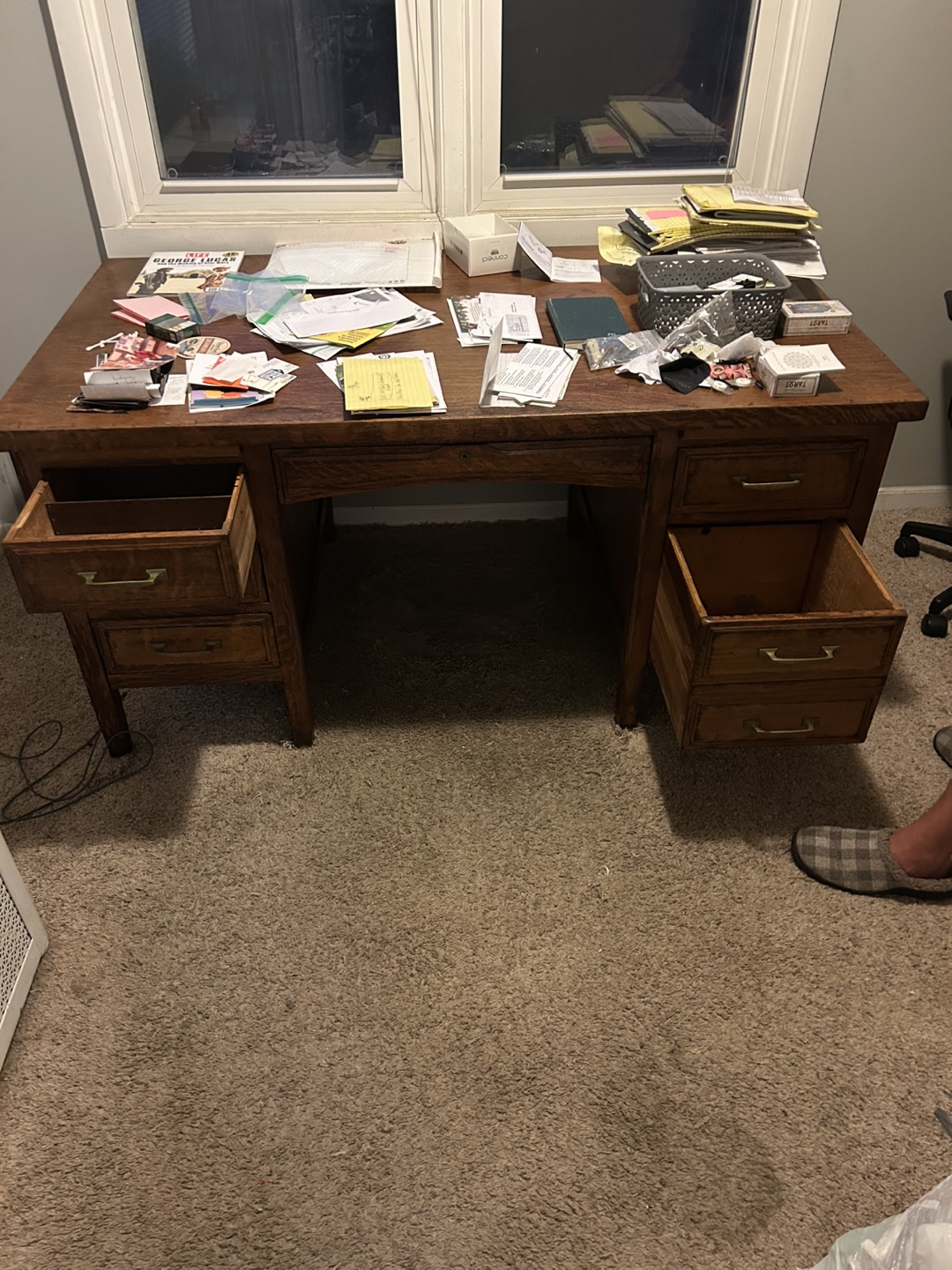 Antique Wooden Desk with Drawers - photo 3