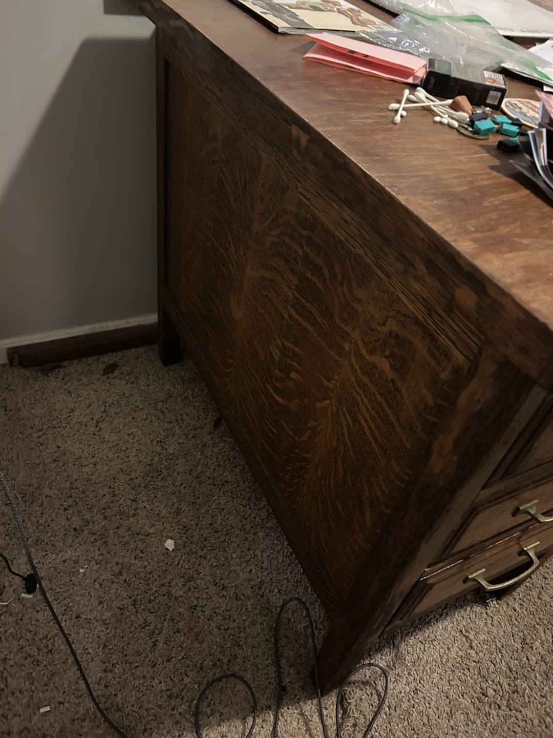 Antique Wooden Desk with Drawers - photo 5