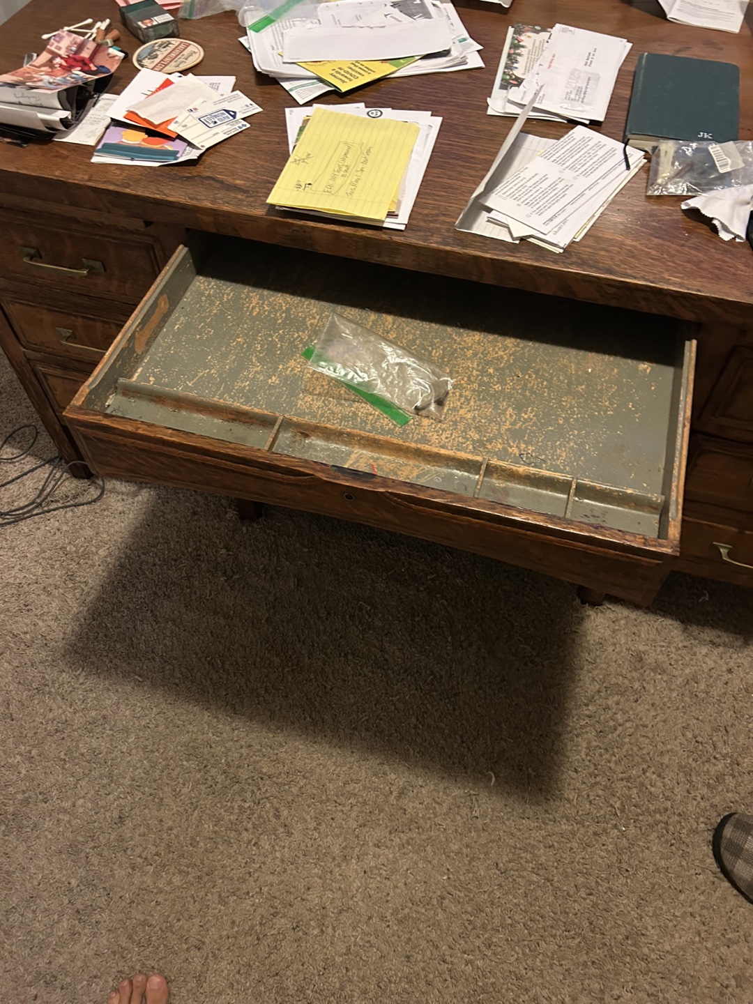 Antique Wooden Desk with Drawers - photo 4