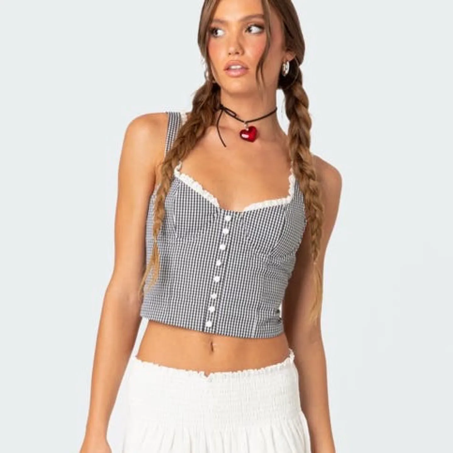 New Sim & Sam Gingham Crop Top - Size L thumbnail