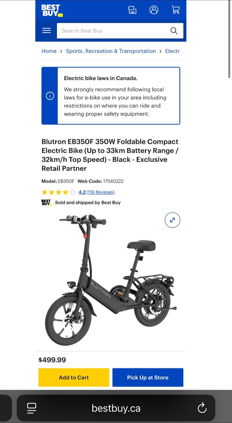 Blutron EB35OF E-Bike (350W / 33km Range / 32km/h Speed) - $565 image indicator(9)