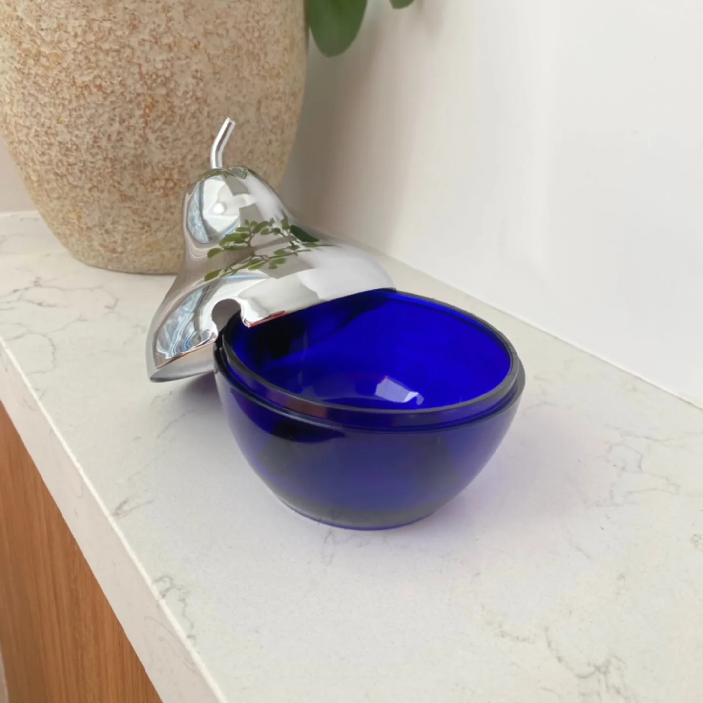 Silver Pear & Blue Glass Trinket Dish image indicator(3)