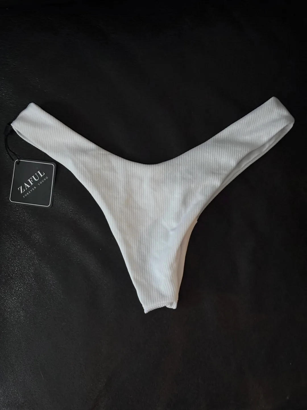 (NEW) Zaful Ribbed White Bikini Set image indicator(2)