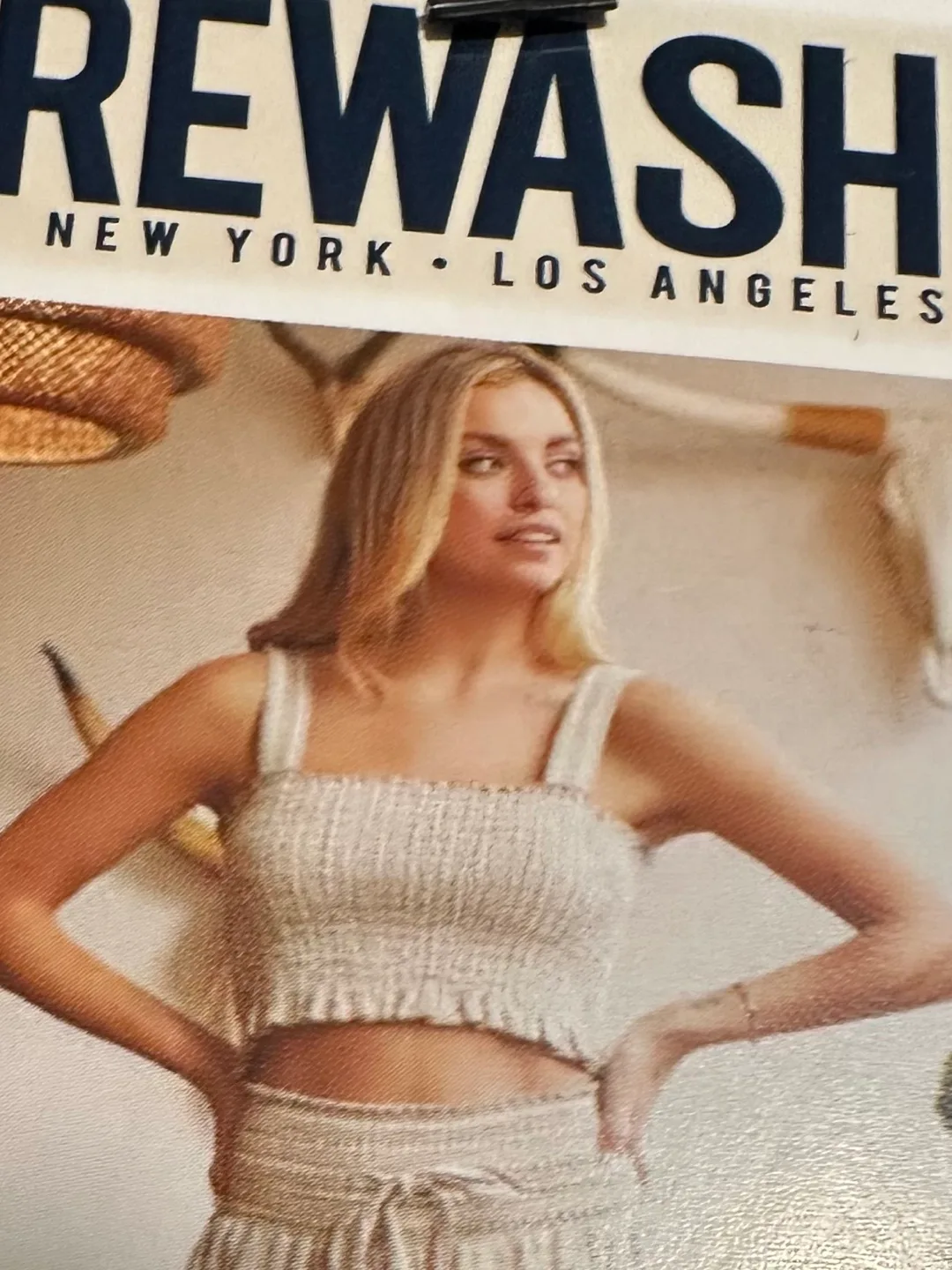 Rewash Striped Smocked Crop Top - Size L thumbnail