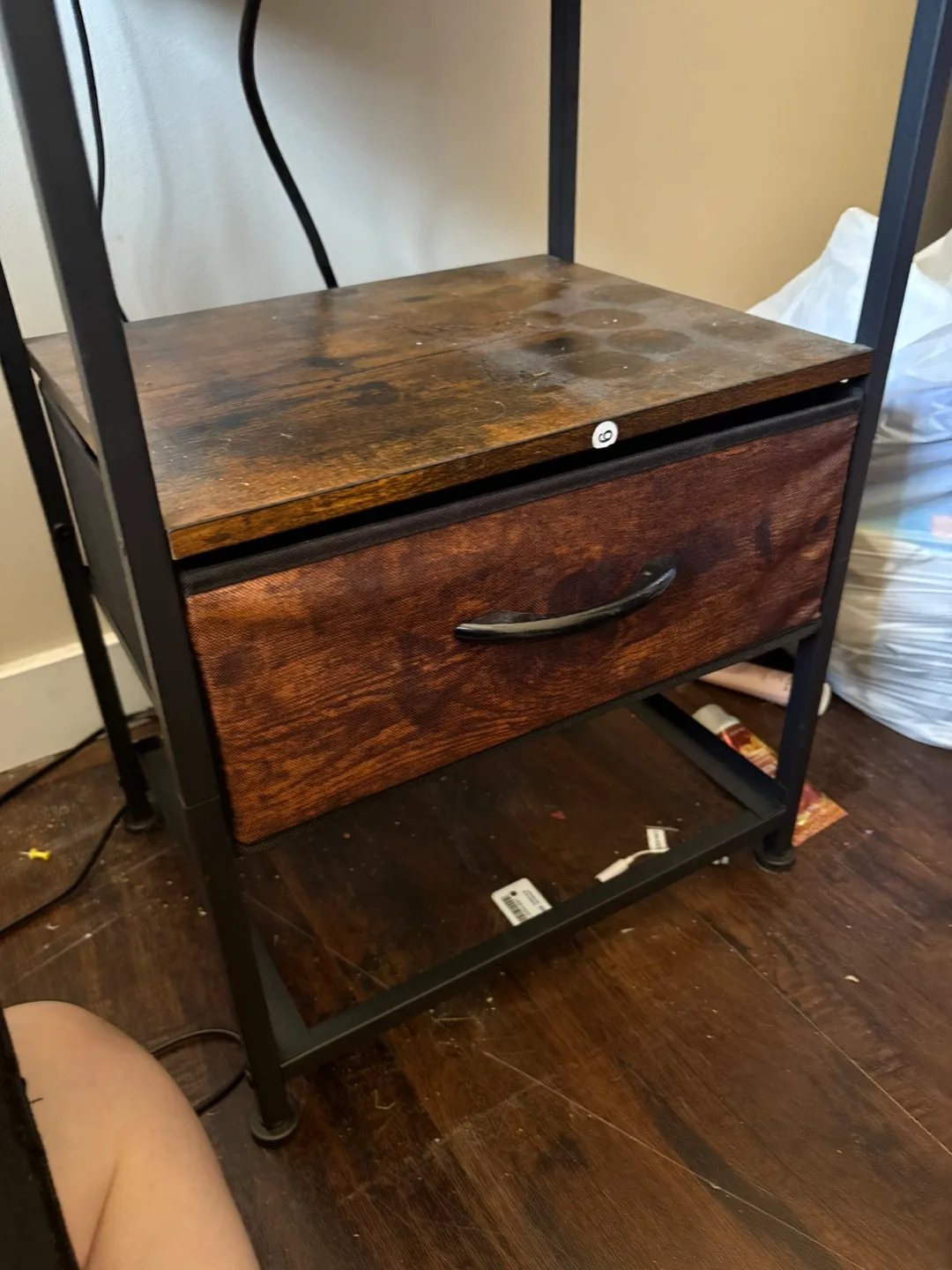 Wood & Metal Nightstand with Drawer thumbnail