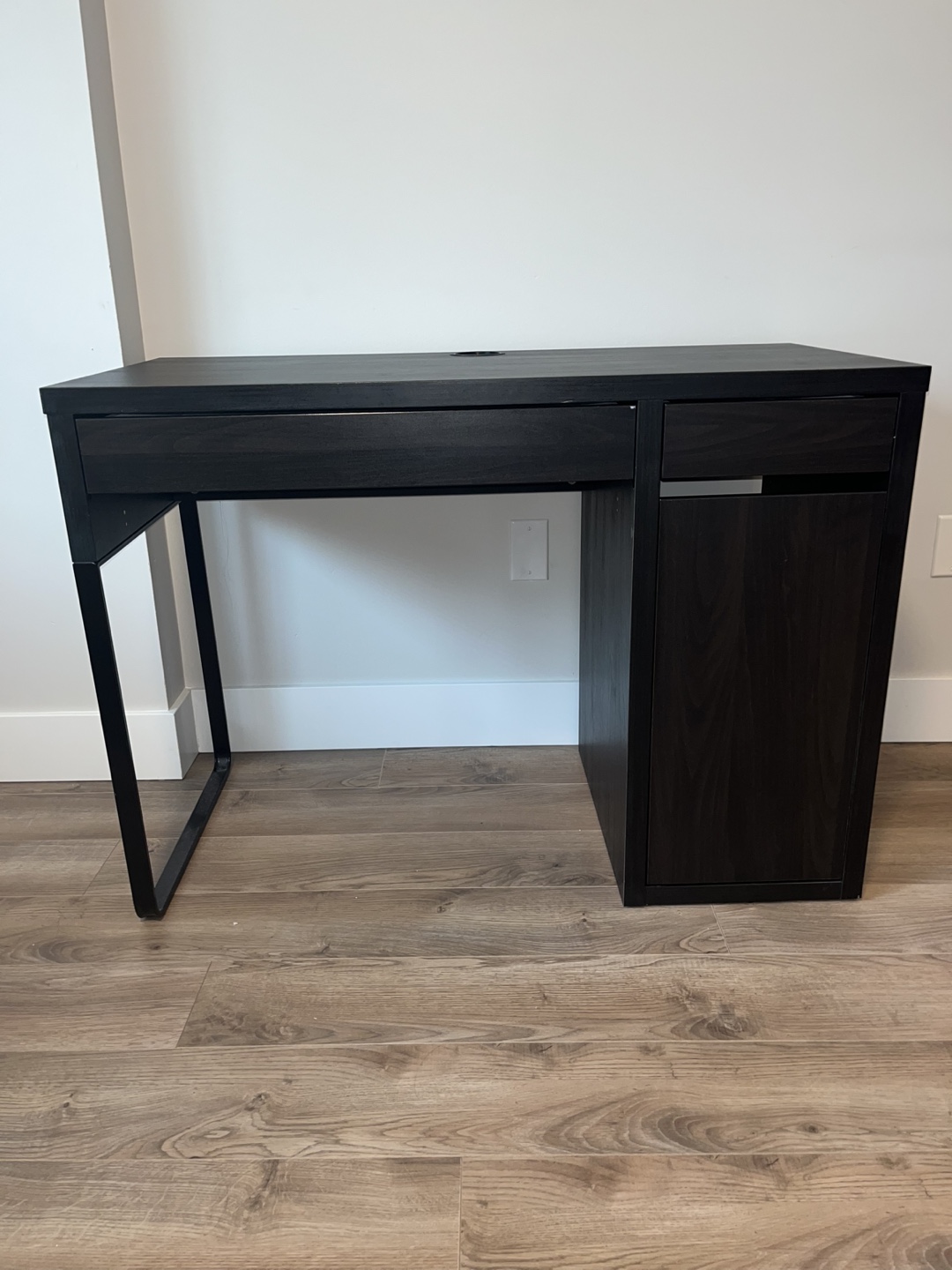MICKE Desk black-brown with storage