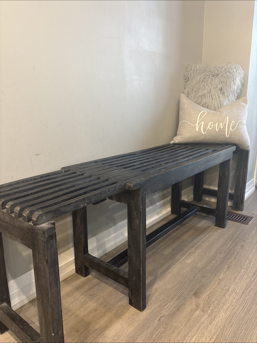 Black Wooden Entryway Bench - fully adjustable