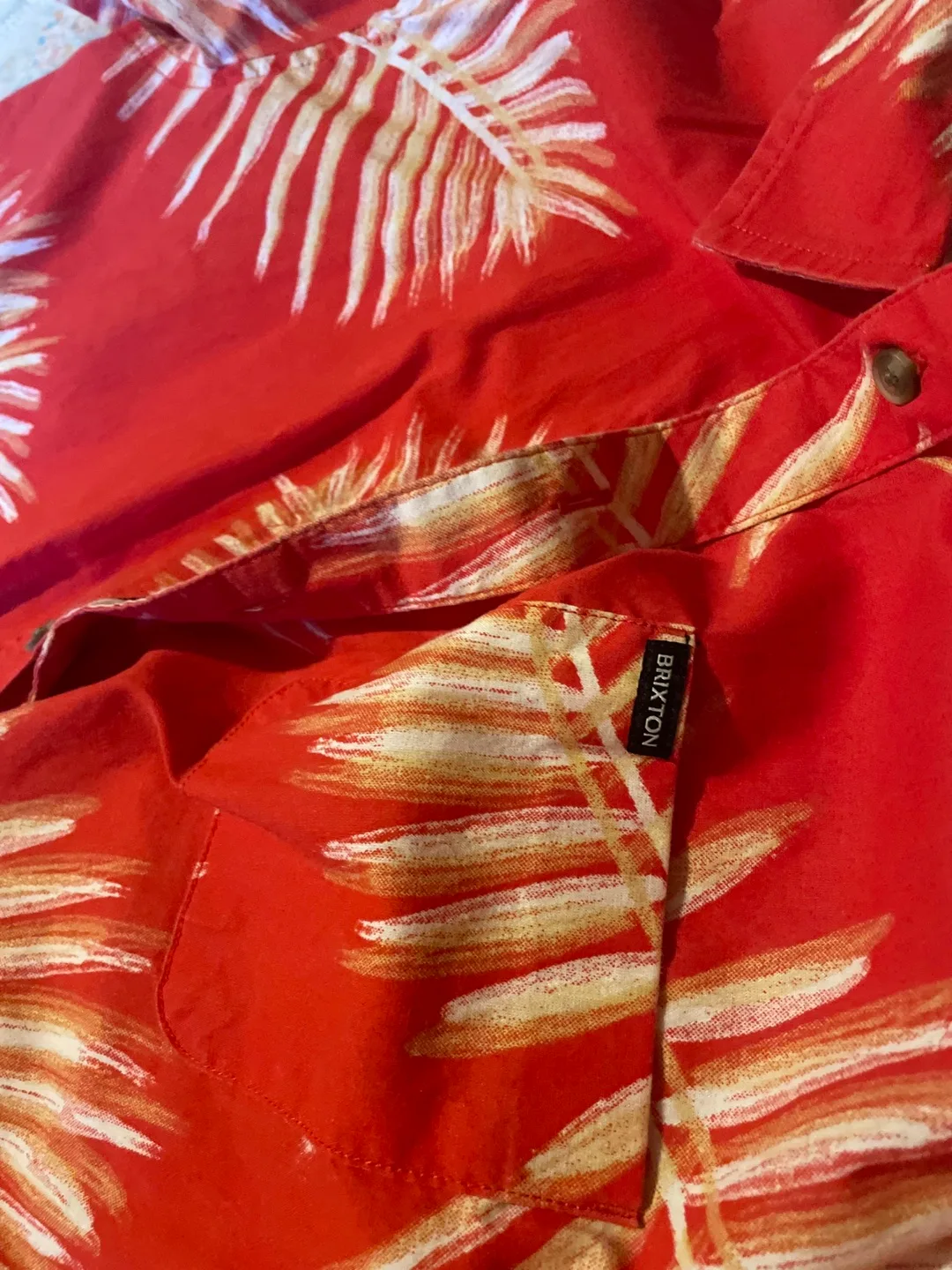 Brixton Red Palm Print Shirt - Size M image indicator(3)