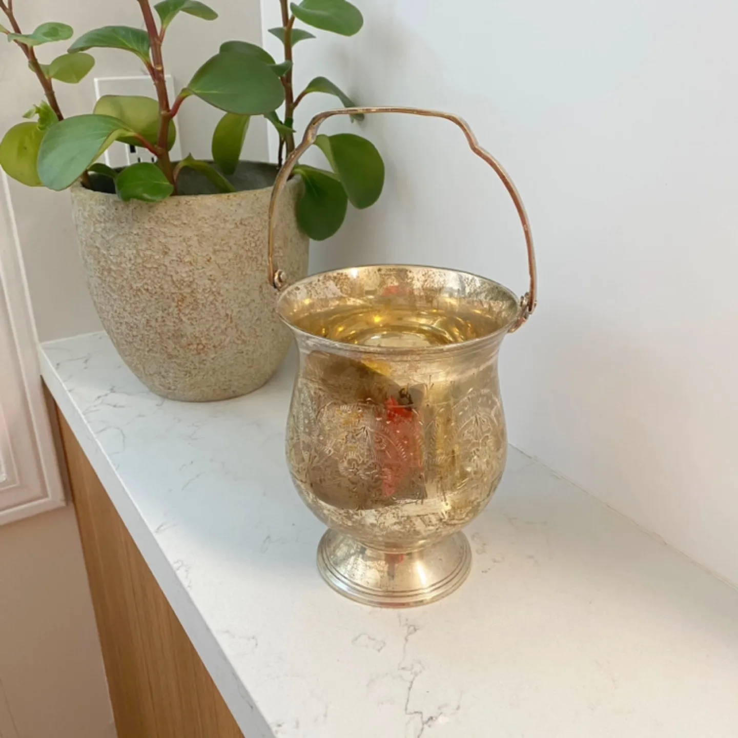 Vintage Silver-Plated Decorative Bucket thumbnail