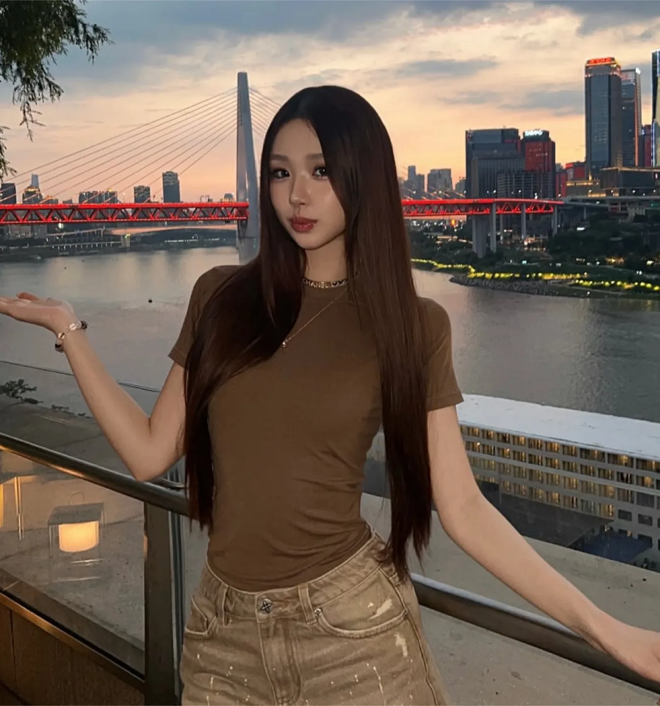 tight fit brown tee thumbnail